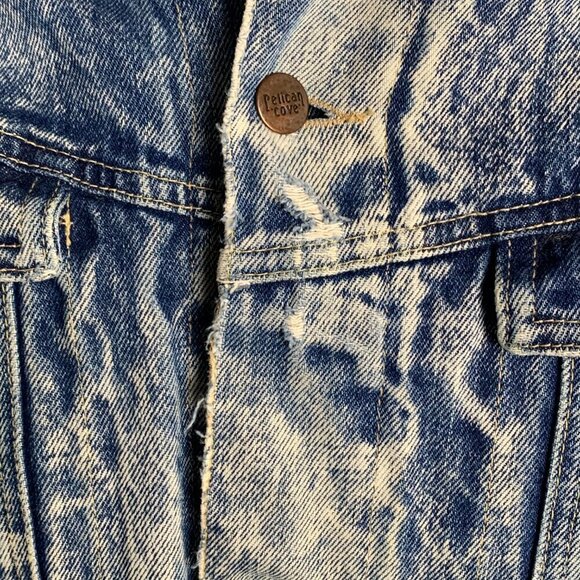 Vintage Acid Washed Sherpa Lined Distressed Denim Jean Jacket - Picture 6 of 15
